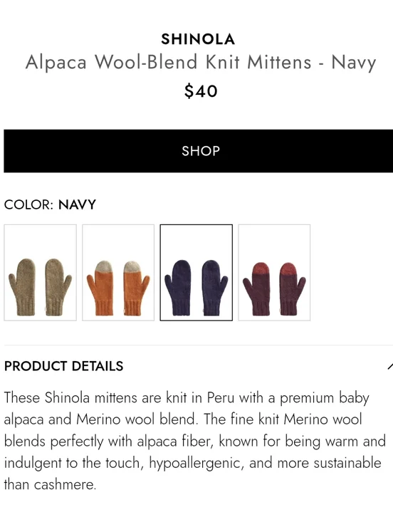 Shinola Alpaca Wool Knit Mittens - Picture 3 of 4